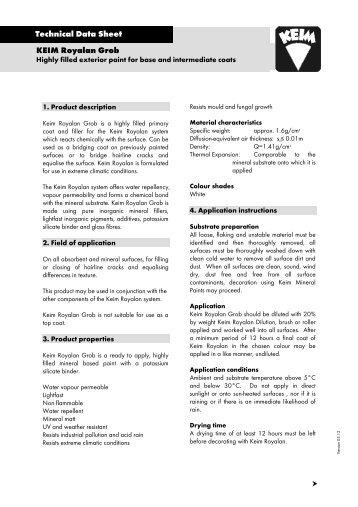 Download technical datasheet - KEIM Mineral Paints Ltd