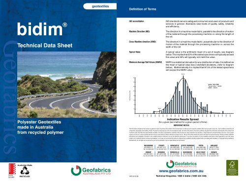 Bidim A Range Technical Data Sheet