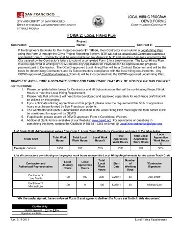 Form 2 - Local Hiring Plan - Workforcedevelopmentsf.org