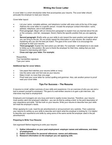 Writing the Cover Letter - Workforcedevelopmentsf.org