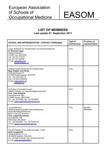 List of Members - EASOM