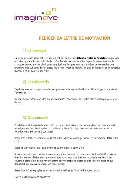 Conseils pratiques lettre de motivation - Ganuta