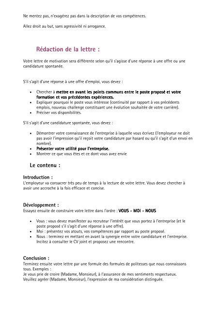 Conseils pratiques lettre de motivation - Ganuta