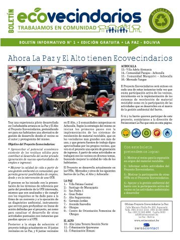Ahora La Paz y El Alto tienen Ecovecindarios - swisscontact