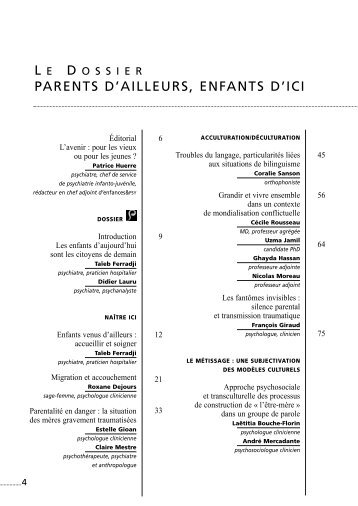 Voir le sommaire - Editions Eres