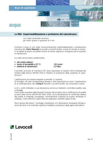 Lv 05d: Impermeabilizzazione e protezione del calcestruzzo - Levocell