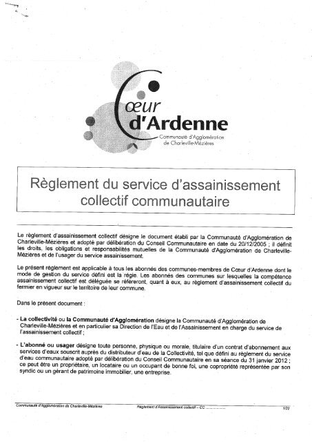 Assainissement Collectif FEVRIER 2012 (pdf - 1 ... - Coeur d'Ardenne