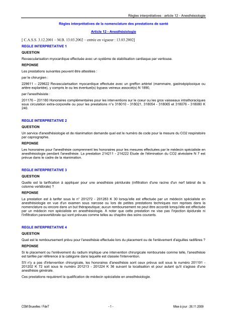 CASS 3.12.2001 â MB 13.03.2002 â entrÃ©e en vigueur : 13.03.2002