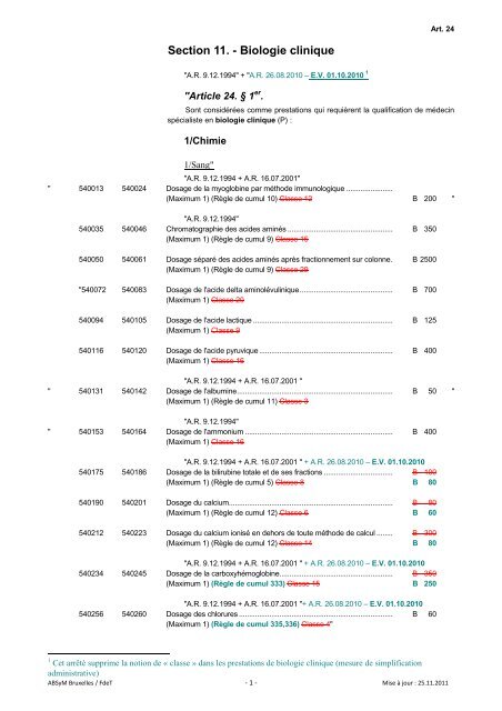 Section 11. - Biologie clinique