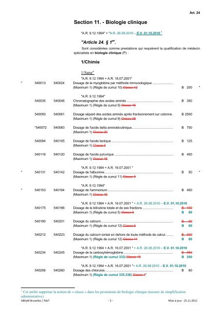 Section 11. - Biologie clinique