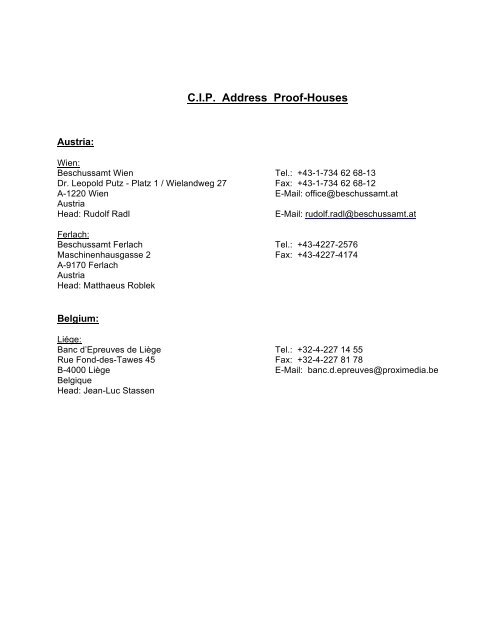 Liste Proof-Houses - CIP