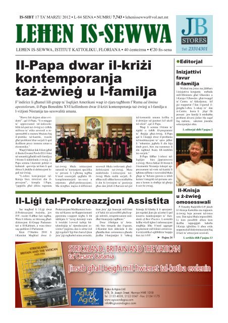 Il-Papa dwar il-kriżi kontemporanja taż-żwieġ u l-familja