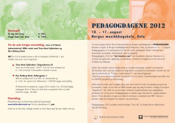 Programmet for Pedagogdagene 2012 - Norsk kulturskoleråd