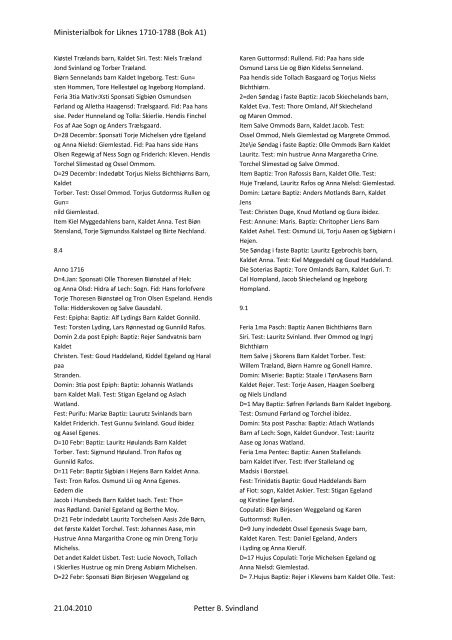 Ministerialbok for Liknes 1710-1788 (Bok A1) - Kvinesdal Historielag