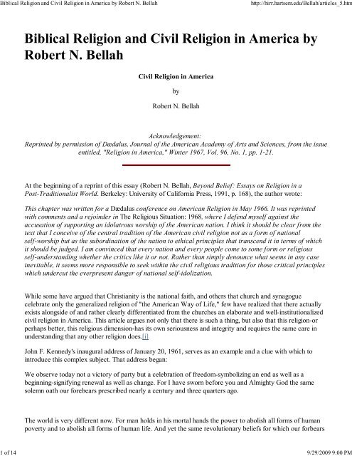 civil religion in america essay