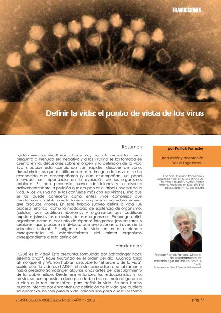 Definir la vida: el punto de vista de los virus - BoletÃ­n BiolÃ³gica