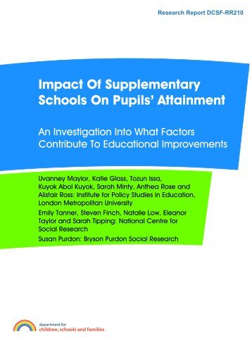 The impact of supplementary schools on pupils' attainment: An ...