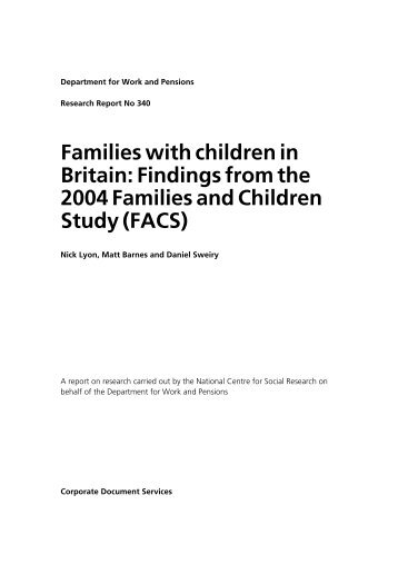 Families with children in Britain: Findings from the 2004 Families ...