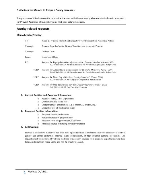 Guidelines to Request Salary Increases - Office of the Dean of ...