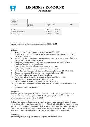 kommunestyrets behandling 16-6-11.pdf - Lindesnes kommune