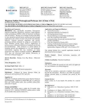 Heparan Sulfate Proteoglycan/Perlecan Ab-1 (Clone A7L6) - BioCarta