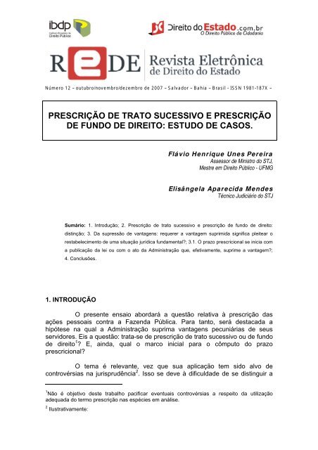 prescrição de trato sucessivo e prescrição de fundo de direito