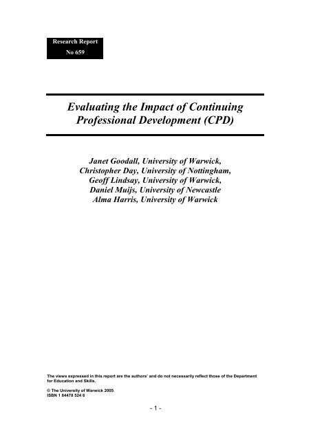 Evaluating the Impact of Continuing Professional Development (CPD)