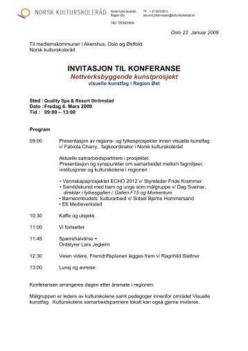2009 Invitasjon til konferanse innen visuelle kunstfag - Norsk ...
