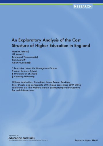 An Exploratory Analysis of the Cost Structure of Higher Education in ...