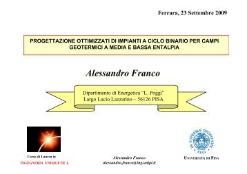 Progettazione ottimizzata di impianti a ciclo binario per campi ...