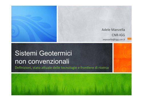 Sistemi Geotermici non convenzionali - Unione Geotermica Italiana