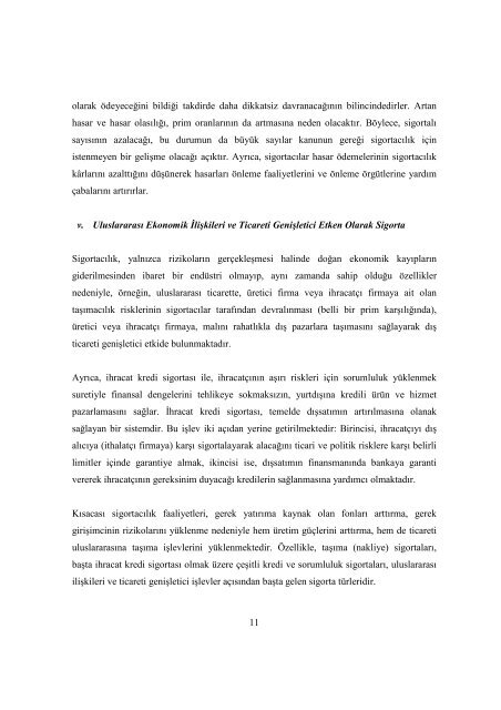 Sigortacılık Sektörü ve Türkiye'de Sigorta Sektörünün Fon Yaratma ...