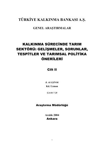 TÜRK YE KALKINMA BANKASI A.Ş. - Türkiye Kalkınma Bankası