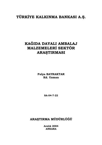 Kağıda Dayalı Ambalaj Malzemeleri Sektör Araştırması - Türkiye ...