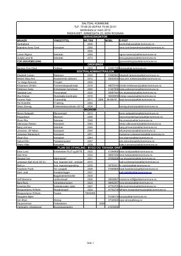Telefonliste Saltdal kommune