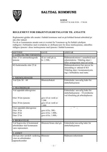 Reglement_for_erkjentlighetsgaver_til_ansatte.pdf - Saltdal Kommune