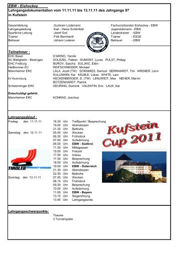 EBW - Eishockey Lehrgangsdokumentation vom 11.11.11 bis 13.11 ...