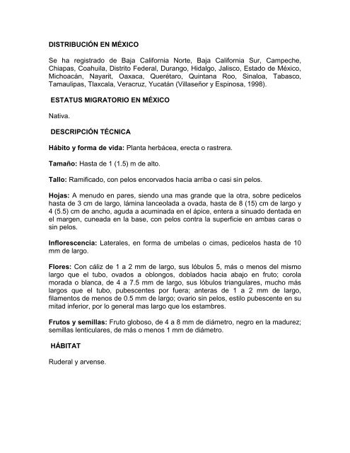 reporte colecta de malezas - Universidad AutÃ³noma de Chiapas