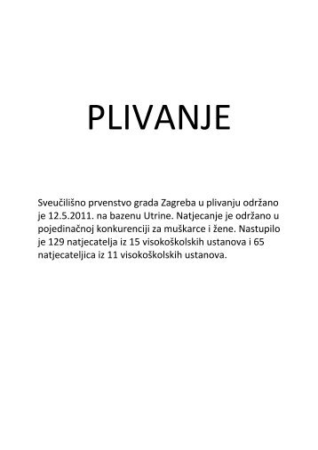 SveuÄiliÅ¡no prvenstvo grada Zagreba u plivanju odrÅ¾ano je 12.5 ...