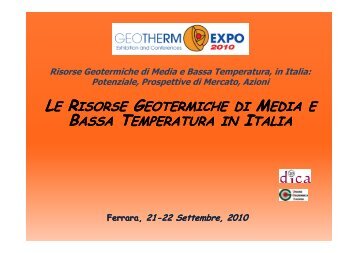 Le risorse di media e bassa temperatura in Italia - Unione ...