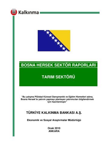 Bosna Hersek Tarım Sektörü - Türkiye Kalkınma Bankası