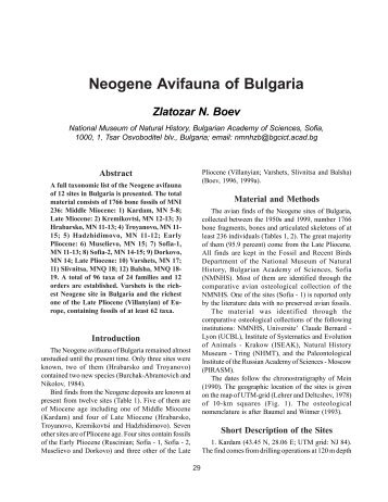 Neogene Avifauna of Bulgaria - ecodb
