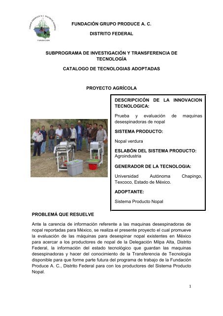 fundaciÃ³n grupo produce ac distrito federal subprograma ... - Cofupro