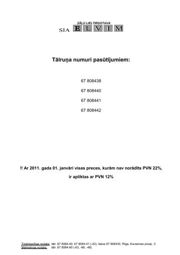 ELVIM Ltd. Pricelist (SIA ELVIM Cenu katalogs)