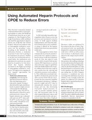 Using Automated Heparin Protocols and CPOE to ... - St. Clair Hospital