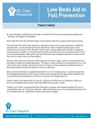 Low Beds Aid in Fall Prevention - St. Clair Hospital