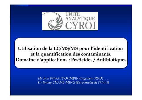 Utilisation de la LC/MS/MS pour l'identification