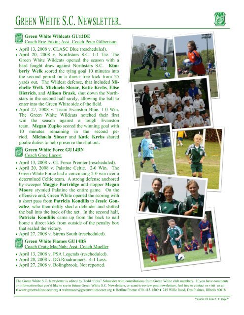 Upcoming Events - Green White Soccer Club