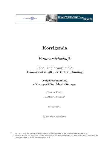 Korrigenda - Institut fÃ¼r Finanzwirtschaft - UniversitÃ¤t Wien