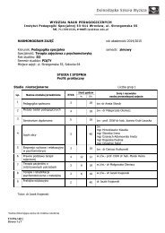 Zatwierdzam - Instytut Pedagogiki Specjalnej - DolnoÅlÄska SzkoÅa ...